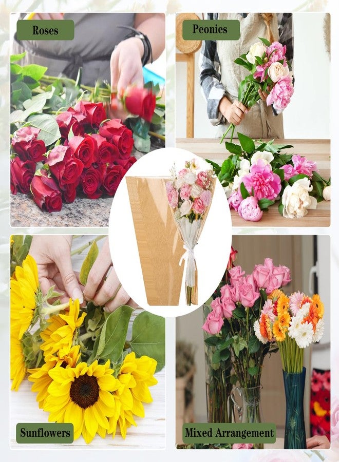 HSONAIGEE 50 Pieces Flower Bouquet Wrapping Paper, 22 x 14.2 Inch Extra Large Flower Bags for Bouquets Kraft Floral Wrap Sleeves with Ribbons for Home Mother’s Day Wedding Flower Bar Supplies - Image 4